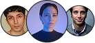 Trois portraits de personnes sur fond noir, éclairage varié.