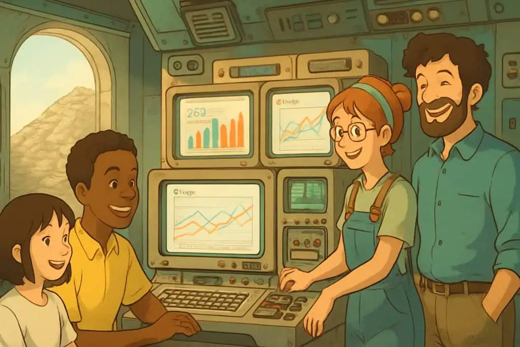 Automated SEO tools replacing manual reports in retro-tech control room